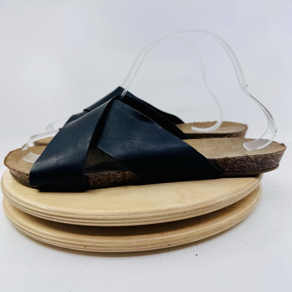 Esprit Bounty Sandals Womens 8 Black Crossover Slide Cork Footbed Comfort Shoes